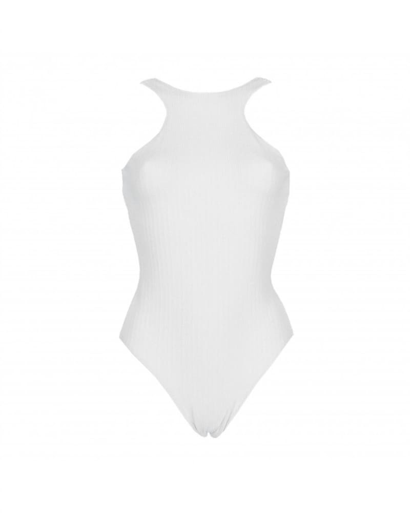 Front of a size L Women'S Halter Neck One Piece in White in White by Maria Bianca. | dia_product_style_image_id:345278